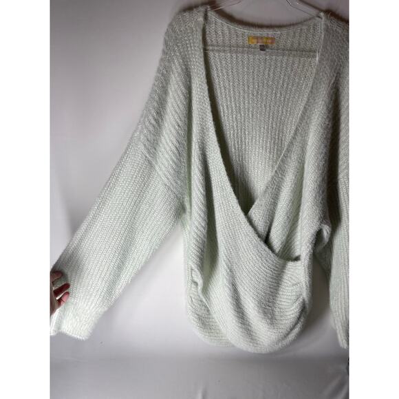 Urban Outfitters Kane Wrap Sweater Slouchy Chunky Knit Pale Mint Green XXXL 3X - Picture 3 of 5